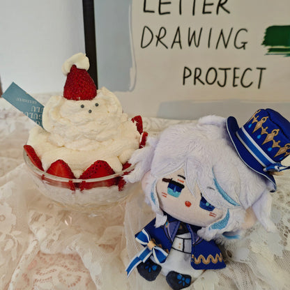 Genshin Impact Furina 12cm Sitting Posture Plush Doll Keychain