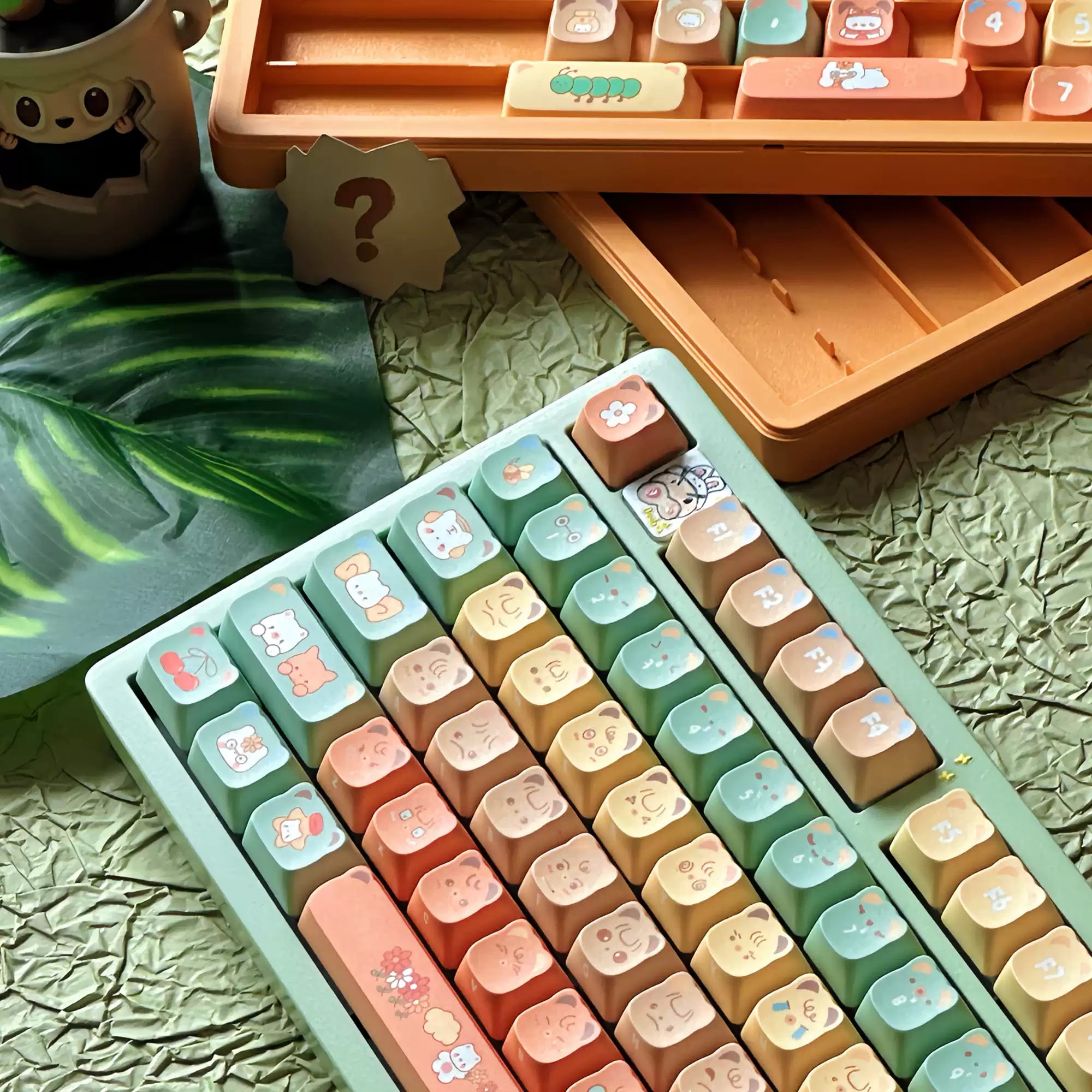 Orange Bear Ears PBT Keycap Set