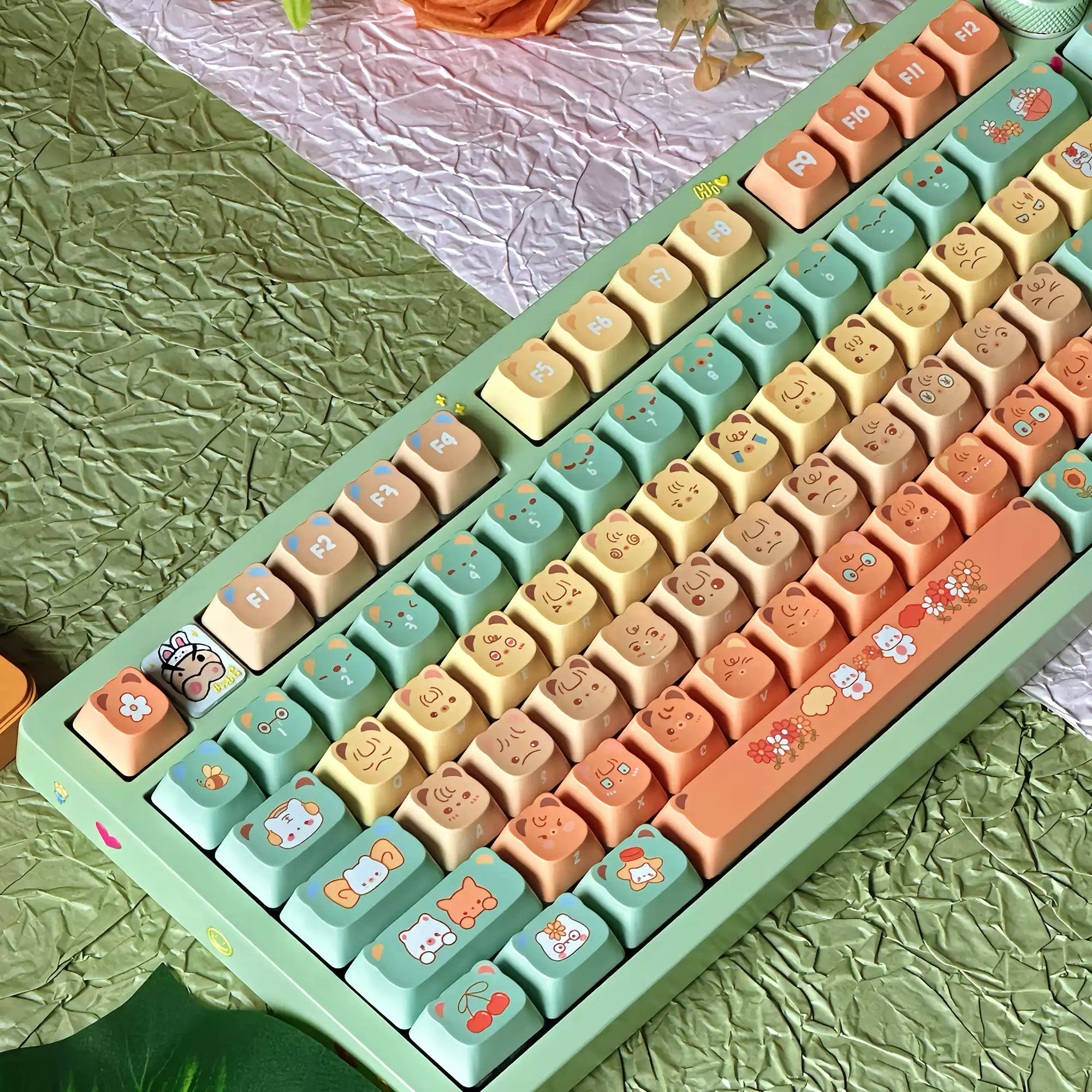 Orange Bear Ears PBT Keycap Set