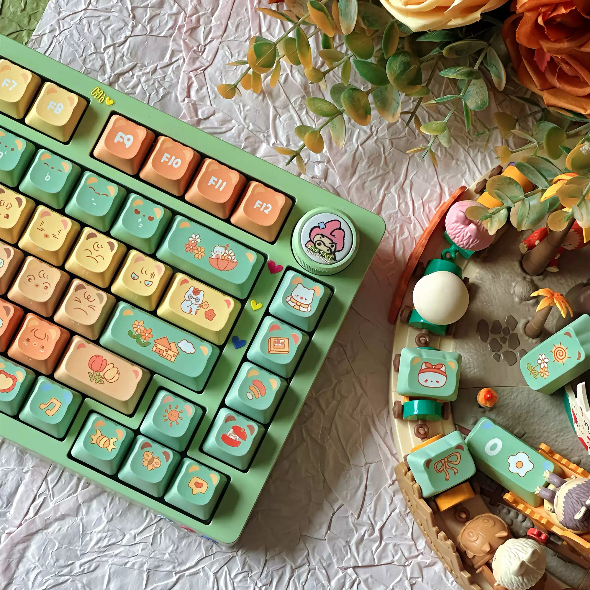 Orange Bear Ears PBT Keycap Set