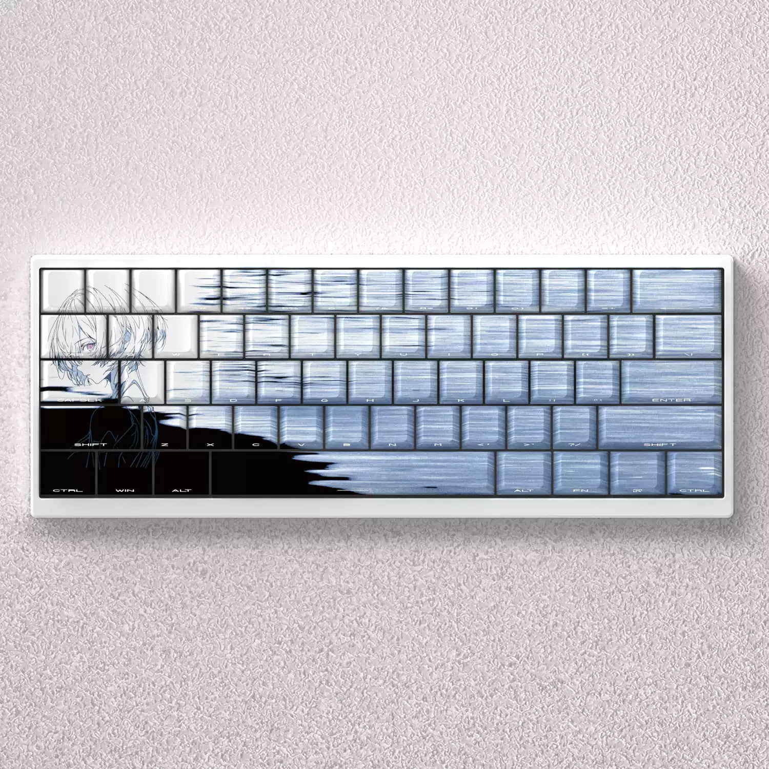 Rei Ayanami Side-Printed Shine-Through OEM Profile PBT Keycap Set  Product Description