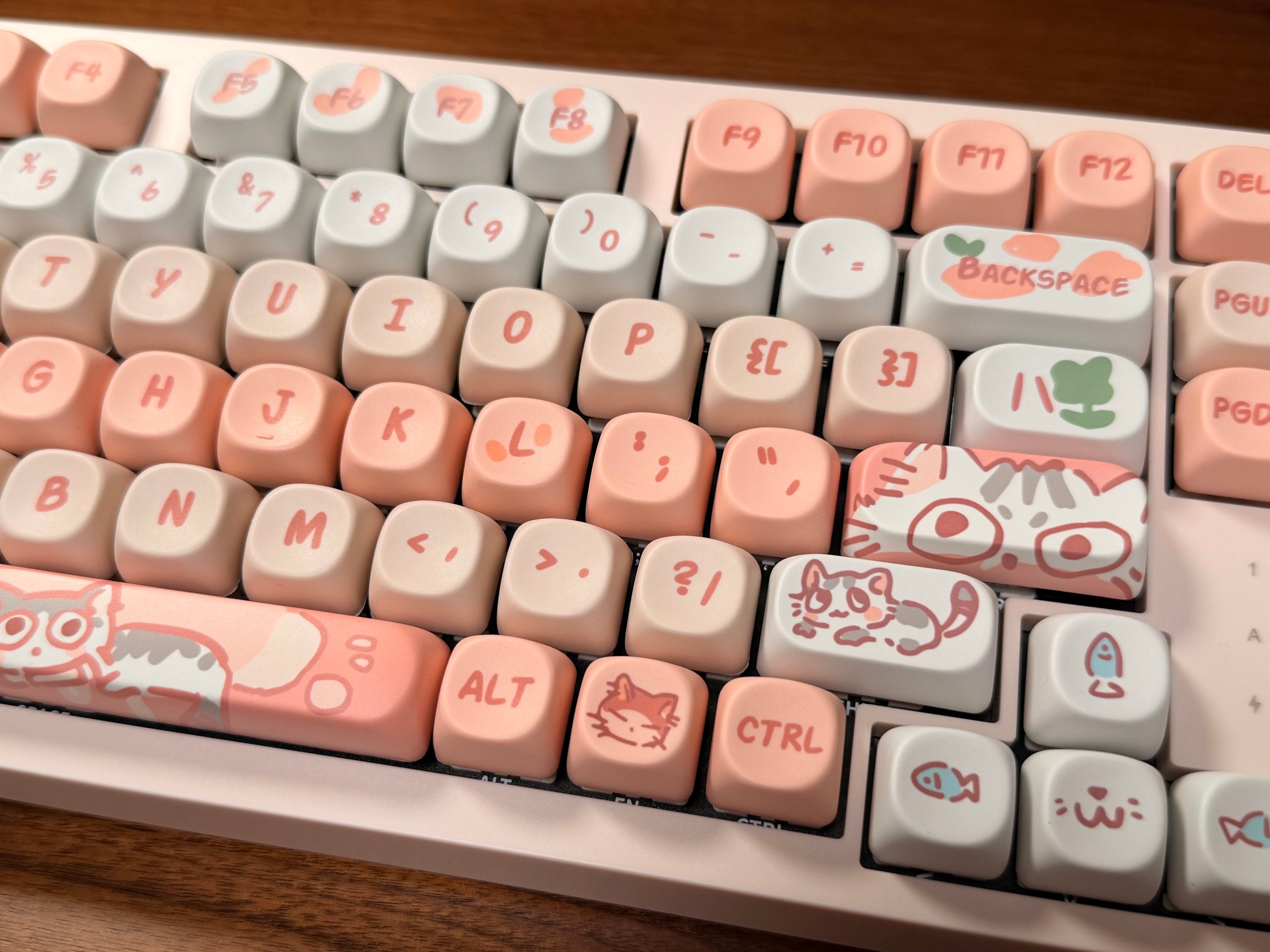 Pink Meow 132-Key Rounded Profile PBT Keycap Set