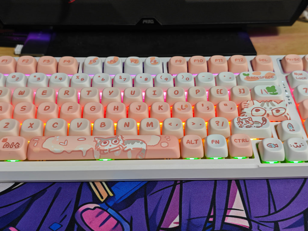 Pink Meow 132-Key Rounded Profile PBT Keycap Set