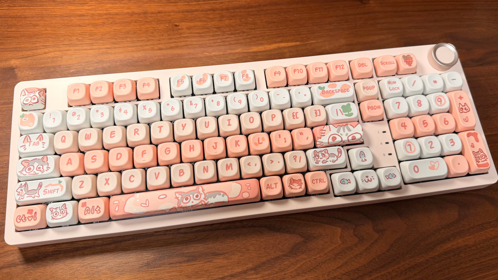 Pink Meow 132-Key Rounded Profile PBT Keycap Set