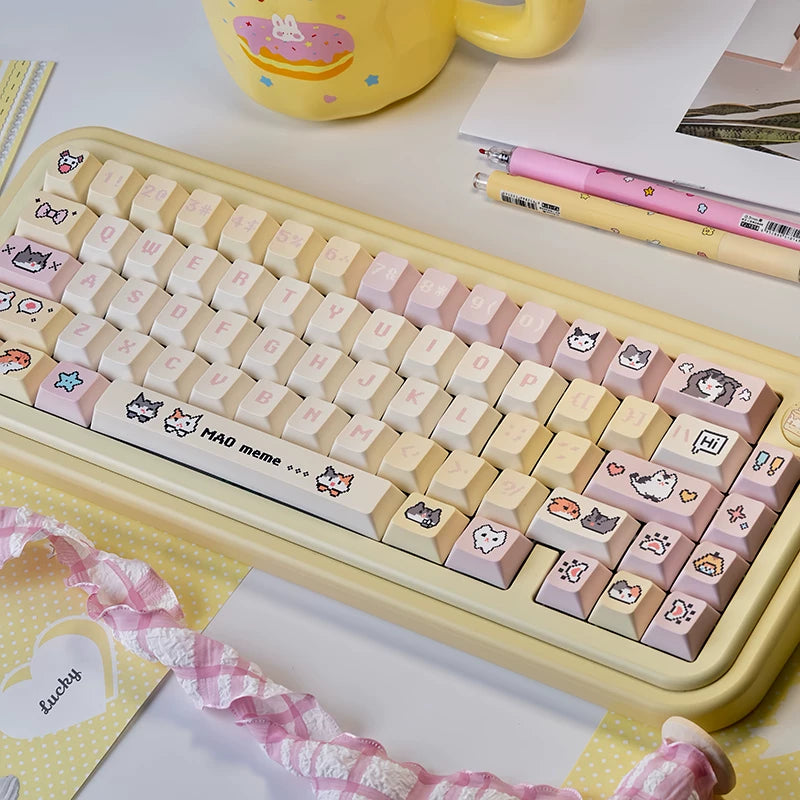 Pixel Meme Cat 132-Key PBT Keycap Set