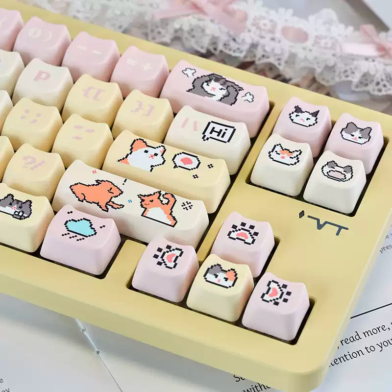 Pixel Meme Cat 132-Key PBT Keycap Set