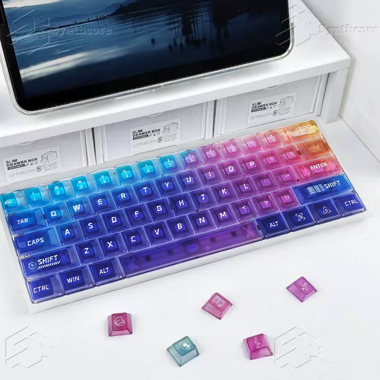 Rainbow Frosted Translucent 115-Key OEM Profile PC Keycap Set