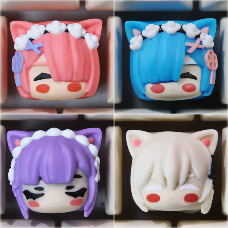 Re:ZERO 3D Resin Artisan Keycap (Rem/Ram/Emilia) – Custom Anime Keycap