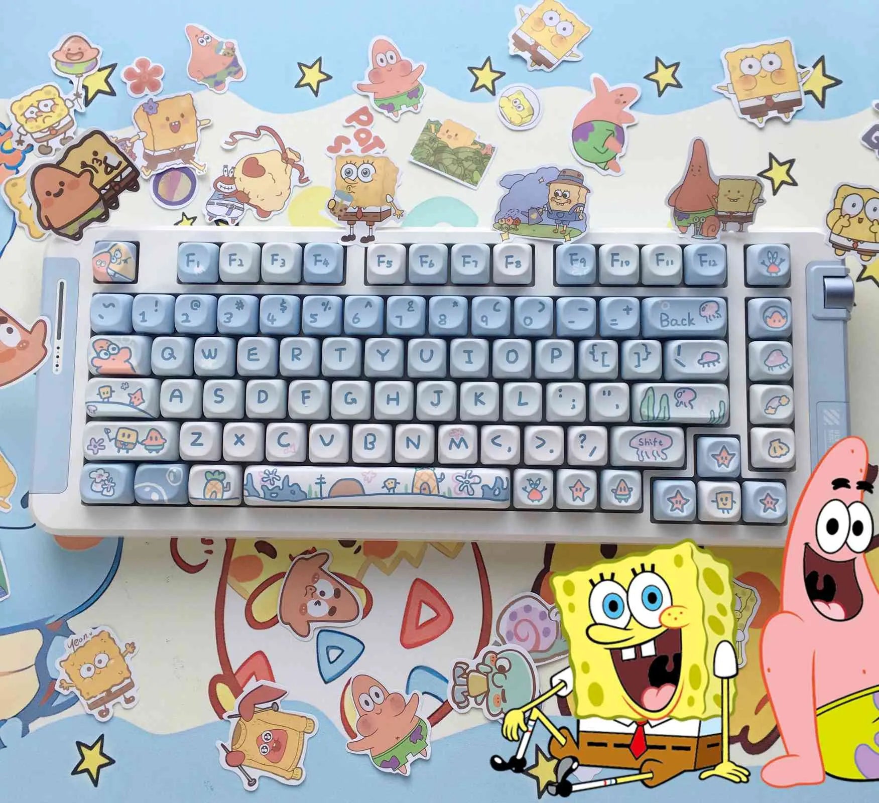 SpongeBob SquarePants Side-Print Shine-Through PBT Keycap Set – 130 Keys