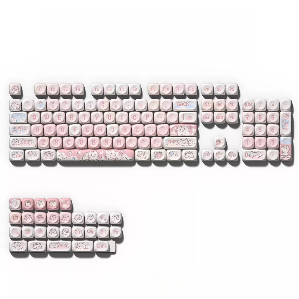 Strawberry Cat 132-Key MOA Profile PBT Keycap Set