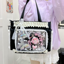 Sweet Bow Ruffle Ita Tote Bag – JK Style Clear Window for Pins and Badges