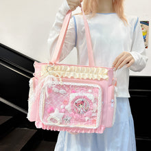 Sweet Bow Ruffle Ita Tote Bag – JK Style Clear Window for Pins and Badges