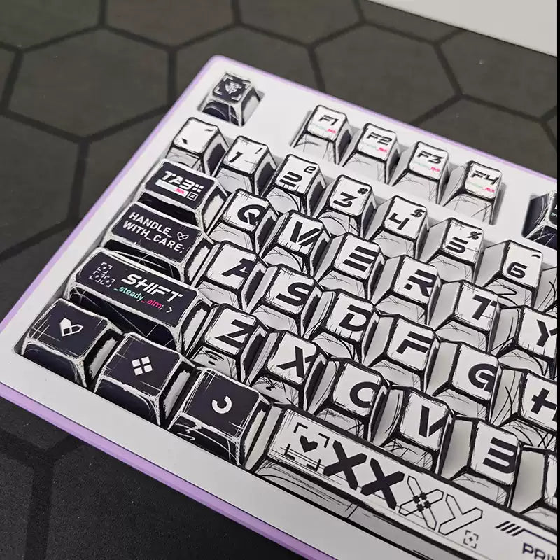 White Graffiti PBT Keycap Set – 136 Keys