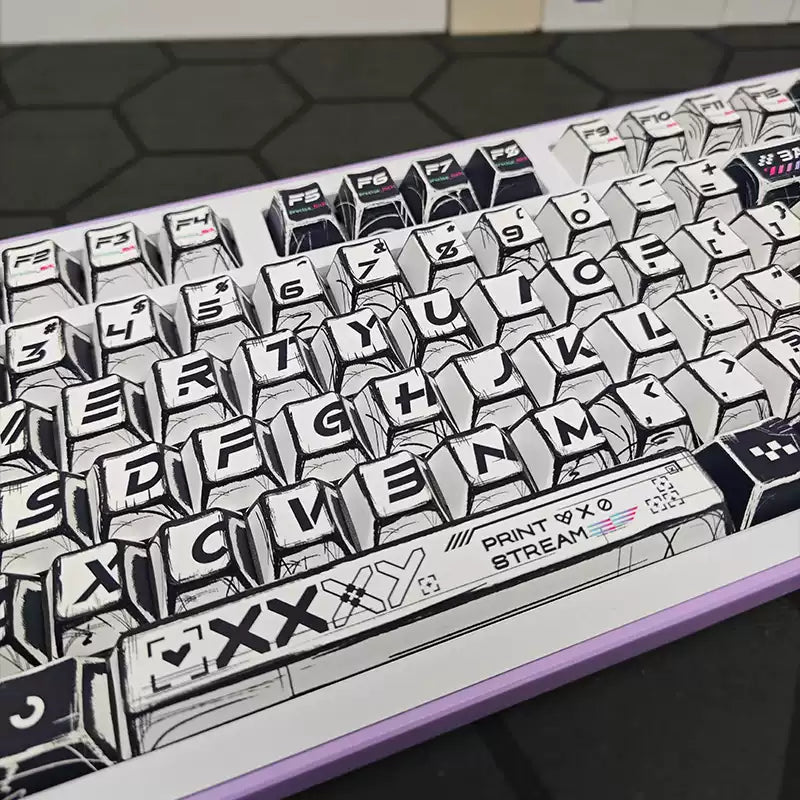White Graffiti PBT Keycap Set – 136 Keys
