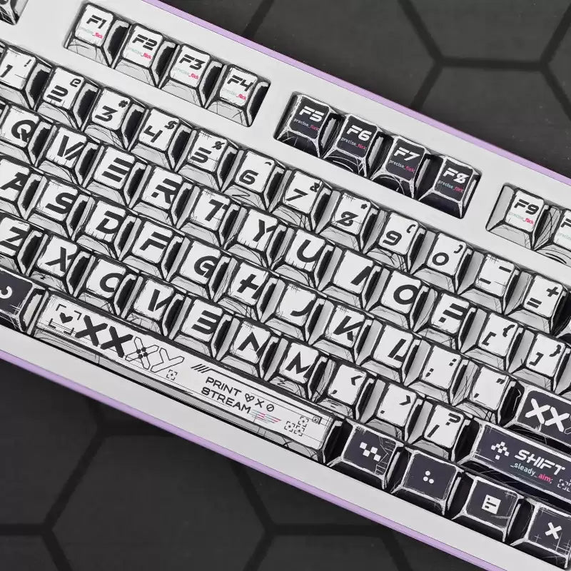 White Graffiti PBT Keycap Set – 136 Keys