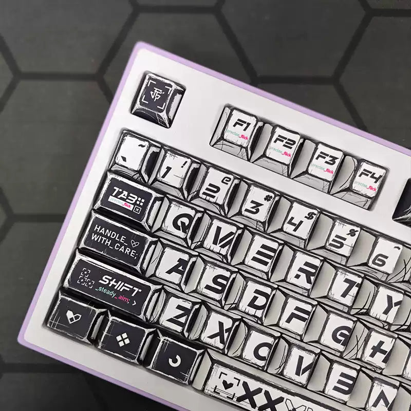White Graffiti PBT Keycap Set – 136 Keys