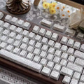 White Topographic Contour Side-Print Shine-Through PBT Keycap Set