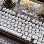 White Topographic Contour Side-Print Shine-Through PBT Keycap Set