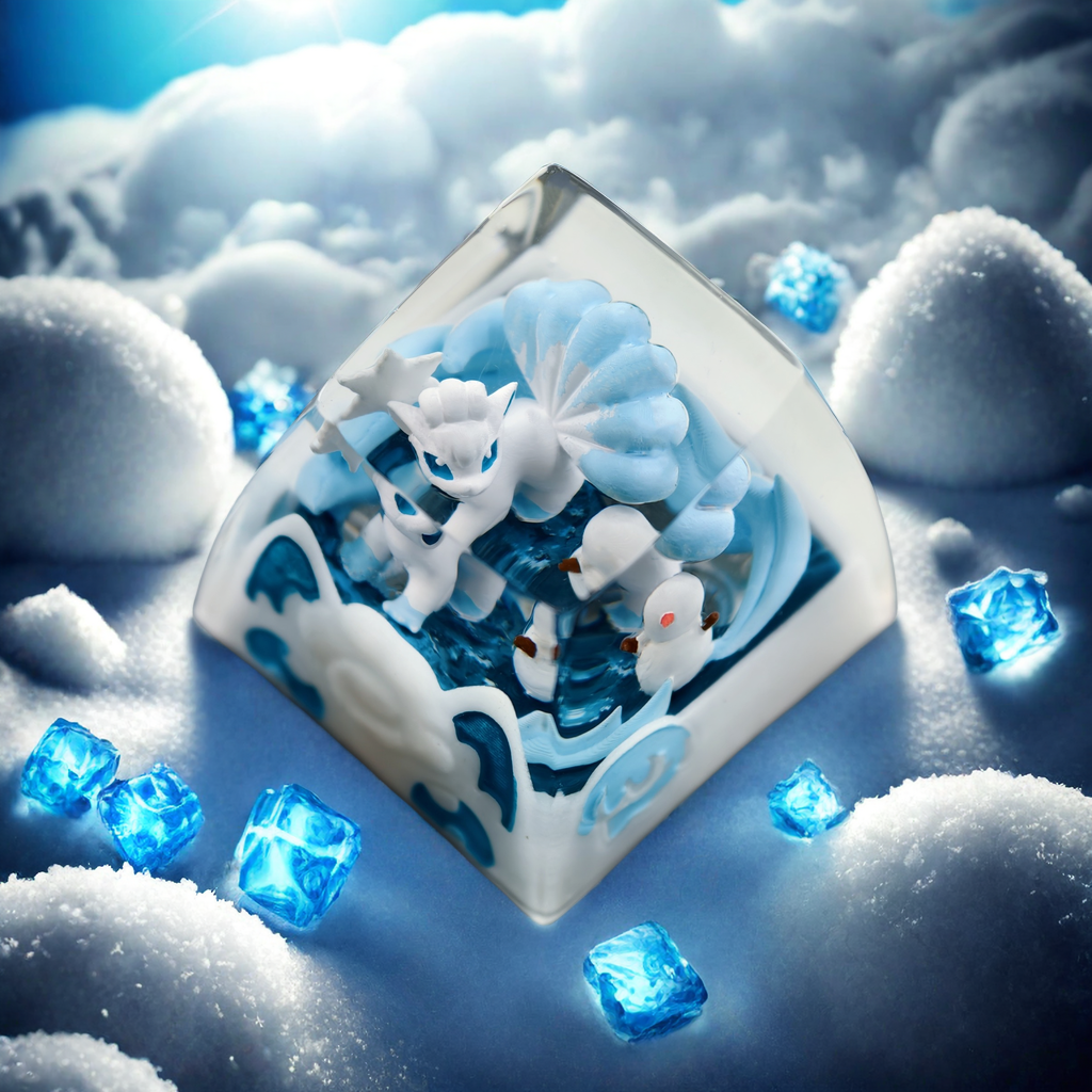 Pokémon "Alolan Vulpix" Artisan Keycap - Crystal Resin Edition