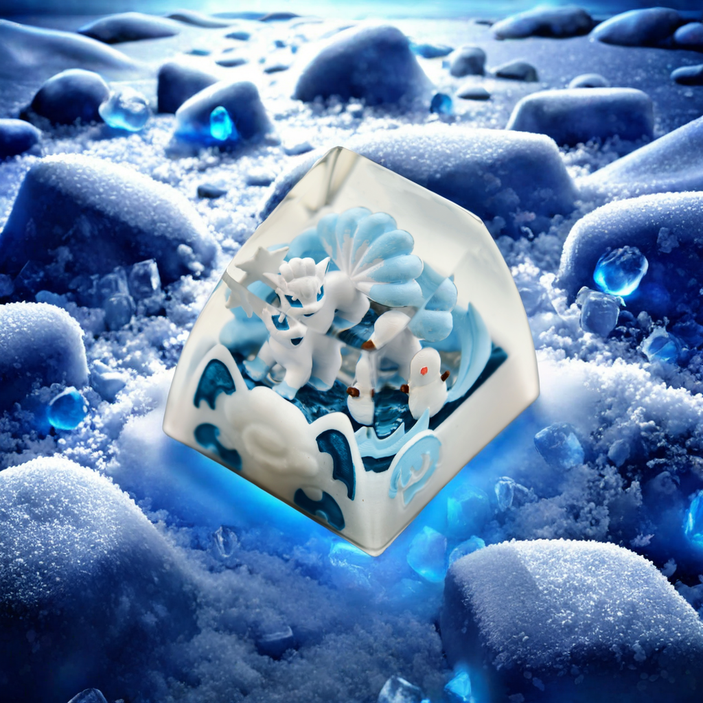 Pokémon "Alolan Vulpix" Artisan Keycap - Crystal Resin Edition